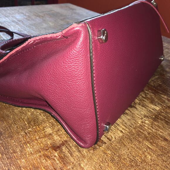 Rebecca Minkoff Fringe Regan Satchel Tote Port Red Leather Purse Handbag Maroon - Picture 9 of 14